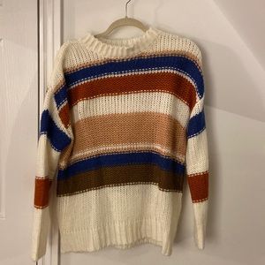 *New W/ Tags* Oversized comfy knit striped sweater. Multi color size S/M